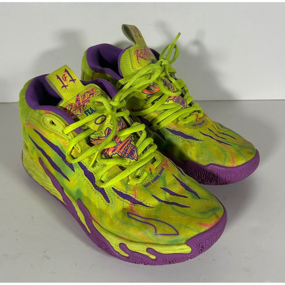PUMA MB.03 Toxic LaMelo Ball Basketball Shoes Neon Green Purple 379931-01 4.5Y